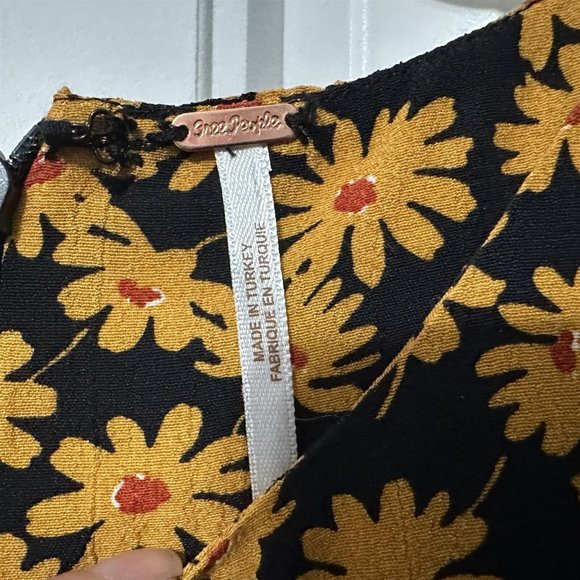 Free People Black and Orange Floral Midi Dress - Picture 4 of 11